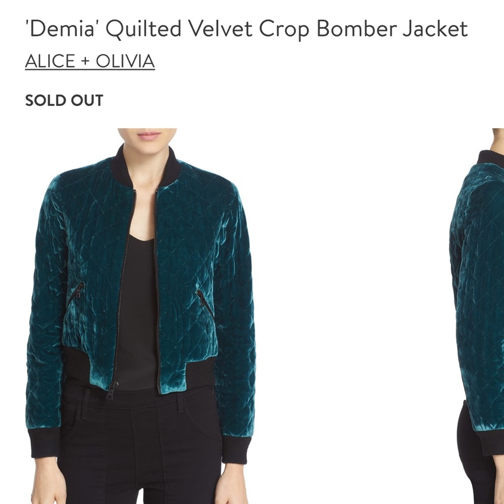 ISO Demia' Quilted Velvet Crop Bomber Jacket
